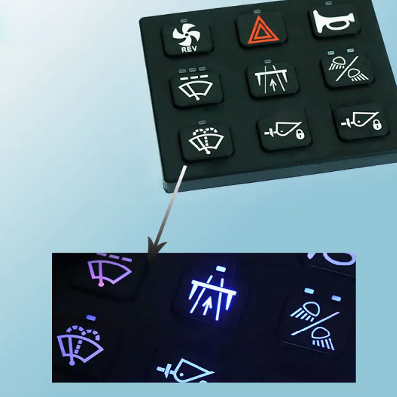 Custom Laser Illuminated Marking Engraving Etched Silicone Rubber Keyboards Factory2